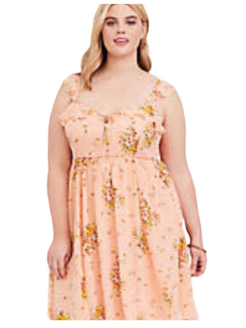 Torrid Floral Peach Chiffon Plus-Size Dress